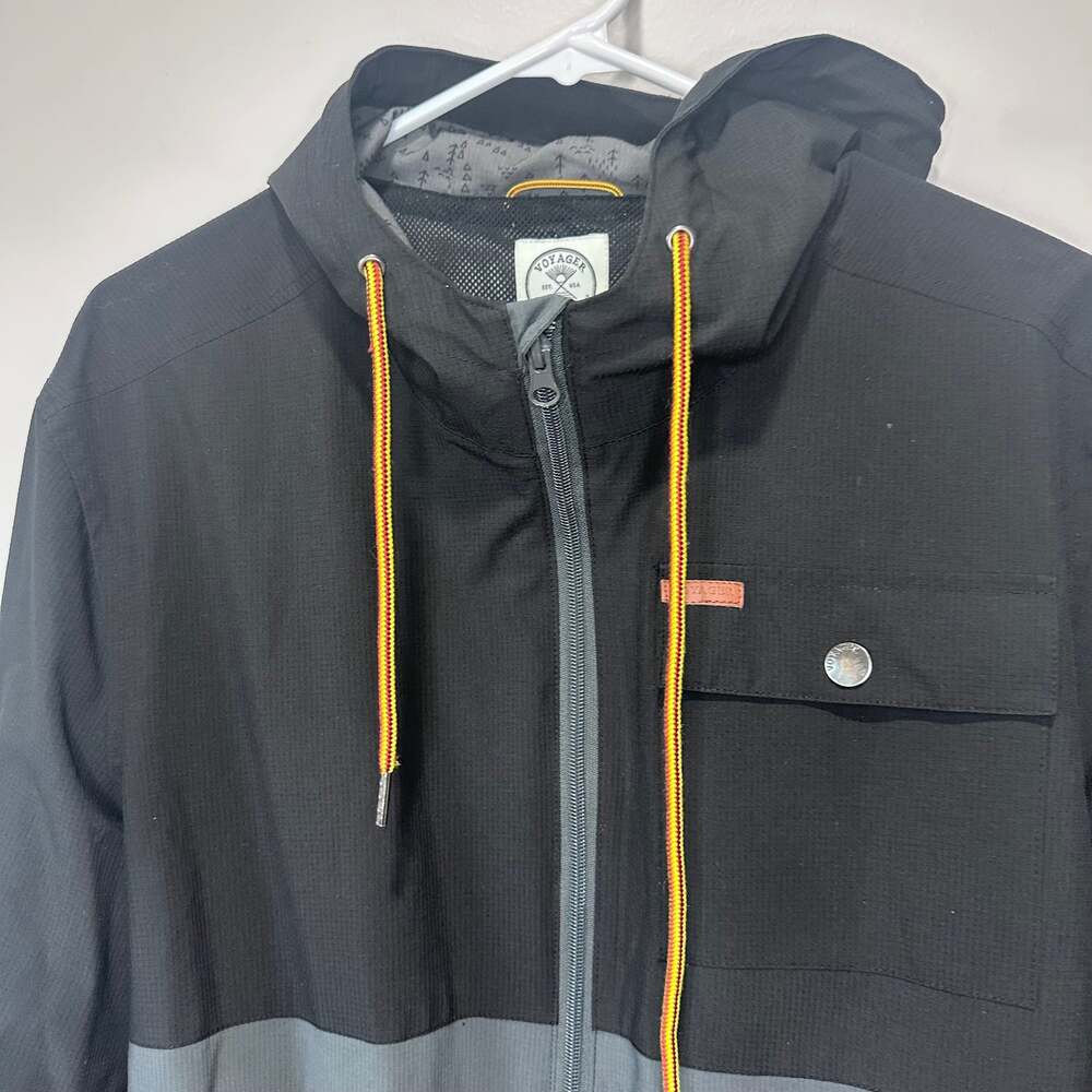 Voyager Men's Micro Ripstop Water Resistant Hooded Jacket Gray/Black, Sz XL - Picture 2 of 5